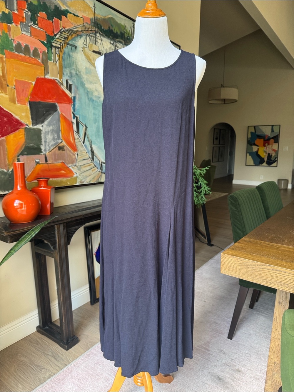 Eileen Fisher Sleeveless Navy Maxi Dress